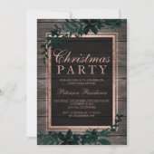 Rose Gold Typografie Grünblattholz Weihnachten Einladung (Vorderseite)