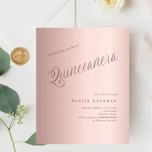 Rose Gold Typografie Haushalt Quinceanera Einladun