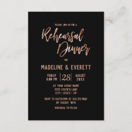 Rose Gold Typografie Hochzeit Probe Dinner Einladung