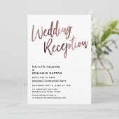 Rose Gold Typografie Hochzeitsempfang Einladung (Stehend Vorderseite)
