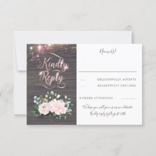 Rose Gold Typografie Rustikale Hochzeit im Herbst  RSVP Karte
