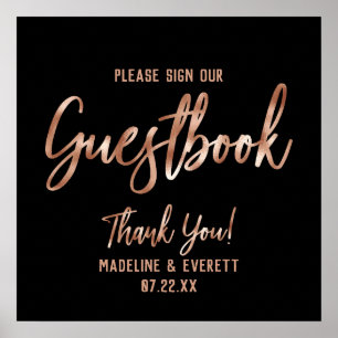 Rose Gold Typografie Unterschreiben Sie unser Gäst Poster