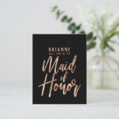 Rose Gold Typografie werden Sie meine Trauzeugin s Einladung (Stehend Vorderseite)