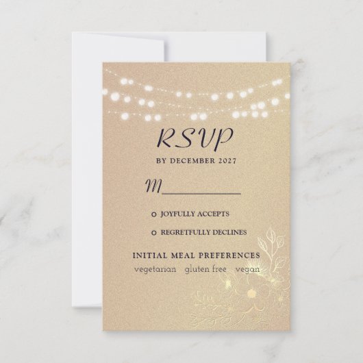 Rose Gold Typografy Wedding RSVP Karte (Vorderseite)