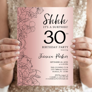 Rose Gold Überraschung 30. Geburtstag Einladung