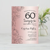 Rose Gold Überraschung 60. Geburtstagsparty Einladung (Stehend Vorderseite)