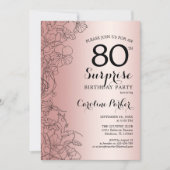 Rose Gold Überraschung 80. Geburtstagsparty Einladung (Vorderseite)
