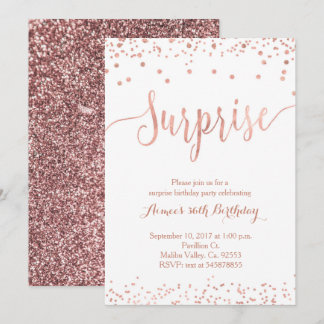 Rose Gold Überraschung Geburtstag Einladung
