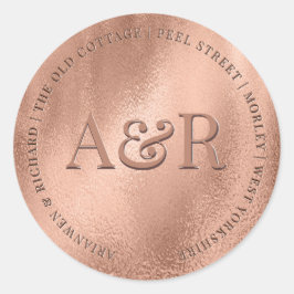 Rose Gold Umschlag Aufkleber mit Monogramm