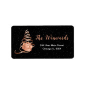 Rose Gold und Black Christmas Geschenk Adressaufkleber (Vorne)