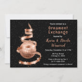 Rose Gold und Black Christmas Ornament Exchange Einladung (Vorderseite)