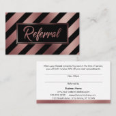 Rose Gold- und Black Diagonal Stripe Referenzkarte Empfehlungskarte (Vorne/Hinten)