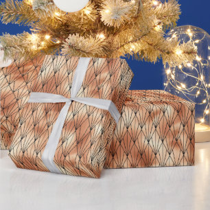 Rose Gold und Black Diamond Art Deco Muster Geschenkpapier