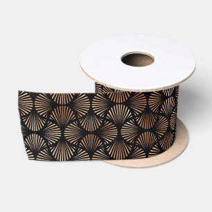 Rose Gold und Black Diamond Art Deco Muster Satinband
