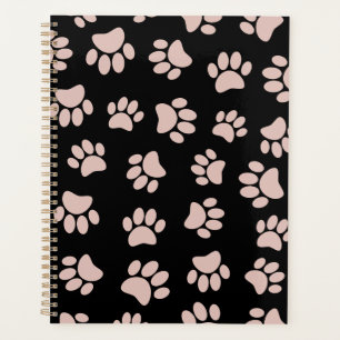 Rose Gold und Black Dog Paw Muster Planer