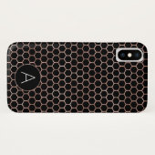 Rose Gold und Black Girly Hexagon Muster Case-Mate iPhone Hülle (Rückseite (Horizontal))