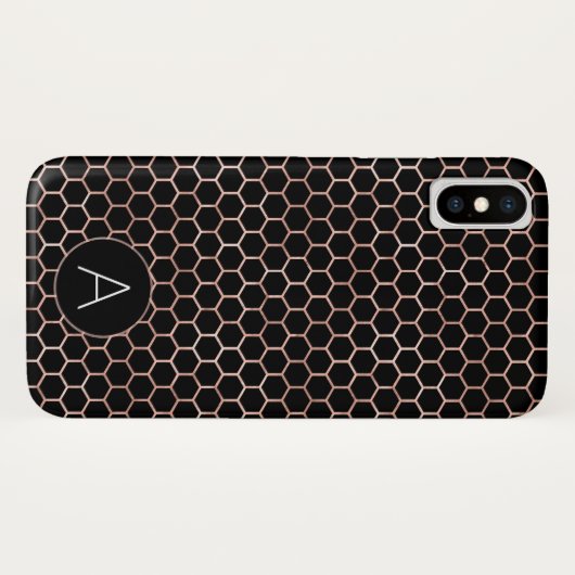 Rose Gold und Black Girly Hexagon Muster Case-Mate iPhone Hülle (Rückseite (Horizontal))