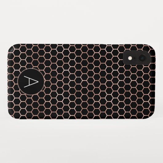 Rose Gold und Black Girly Hexagon Muster Case-Mate iPhone Hülle (Rückseite (Horizontal))
