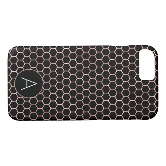 Rose Gold und Black Girly Hexagon Muster Case-Mate iPhone Hülle (Rückseite (Horizontal))