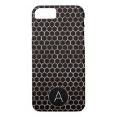 Rose Gold und Black Girly Hexagon Muster Case-Mate iPhone Hülle (Rückseite)