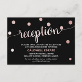 Rose Gold und Black Glam Hochzeitsempfang Beilage Begleitkarte (Vorderseite)