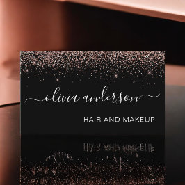 Rose Gold und Black Glitzer Haar Makeup Salon Visitenkarte