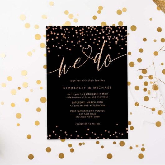 Rose Gold und Black Glitzer Sparkle Wir machen Hoc Einladung