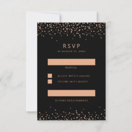 Rose Gold und Black Glitzer UAWG Replik Card RSVP Karte