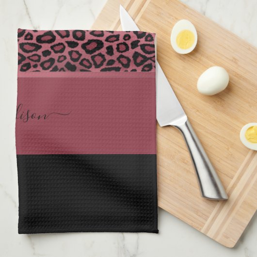 Rose Gold und Black Leopard Geschirrtuch (Viertel Falte)