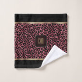 Rose Gold und Black Leopard Muster mit Monogramm Badhandtuch Set (Waschlappen)
