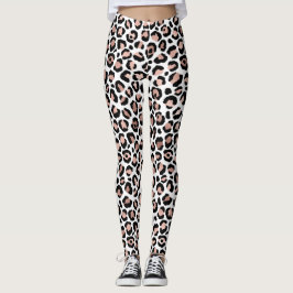 Rose Gold und Black Leopard Print Animal Print Leggings