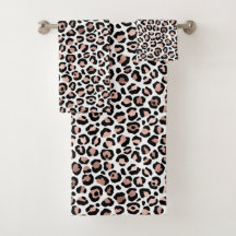 Rose Gold und Black Leopard Print Bath Handtuch Se