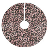Rose Gold und Black Leopard Spots Polyester Weihnachtsbaumdecke (Vorderseite)