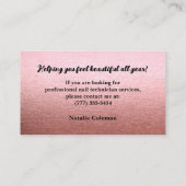 Rose Gold und Black Nail Techniker Visitenkarte (Rückseite)