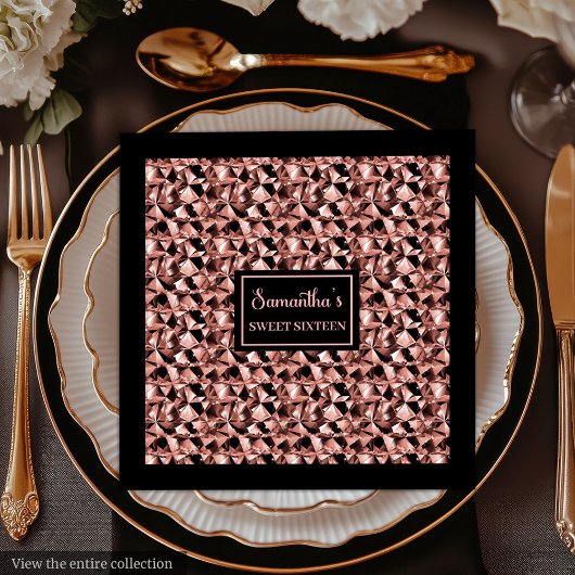 Rose Gold und Black Napkins Elegantes Party Wrap Serviette