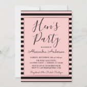 Rose Gold und Black Stripe Hens Party Einladung (Vorderseite)