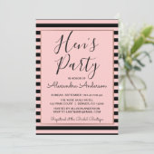 Rose Gold und Black Stripe Hens Party Einladung (Stehend Vorderseite)