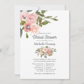 Rose Gold und Blush Bloral Virtual Baby Dusche Einladung (Vorderseite)
