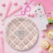 Rose Gold und Blush Damask Foil Wedding Pappteller (Party)