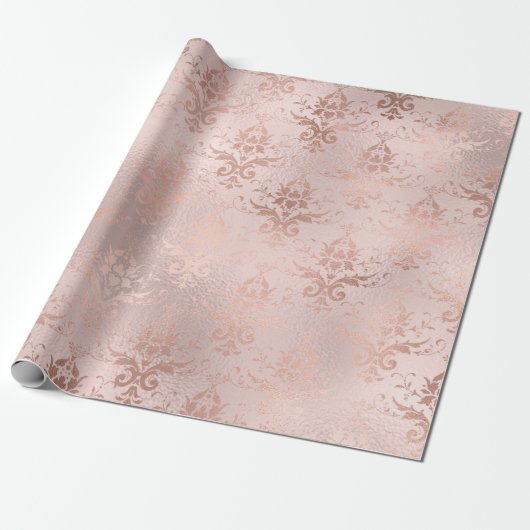 Rose Gold und Blush Damask Geschenkpapier (Ungerollt)