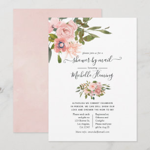 Rose Gold und Blush Florale Babyparty per Post Einladung