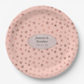Rose Gold und Blush Foil Stars Hochzeit Pappteller (Vorderseite)