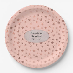 Rose Gold und Blush Foil Stars Hochzeit Pappteller
