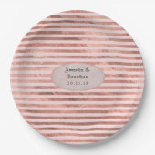 Rose Gold und Blush Foil Streifen Hochzeit Pappteller (Vorderseite)