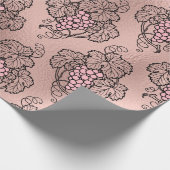 Rose Gold und Blush Französischer Wein thematisch Geschenkpapier (Ecke)