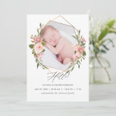 Rose Gold und Blush Geometric Birth Ankündigung (Stehend Vorderseite)