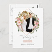 Rose Gold und Blush Geometric Wedding Foto Postkarte (Vorne/Hinten)