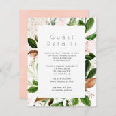 Rose Gold und Blush Greenery Hochzeitsgäste Detail Begleitkarte (Vorne/Hinten)