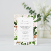 Rose Gold und Blush Greenery Hochzeitsgäste Detail Begleitkarte (Stehend Vorderseite)