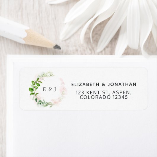 Rose Gold und Blush Greenery Wedding Monogram (Insitu)